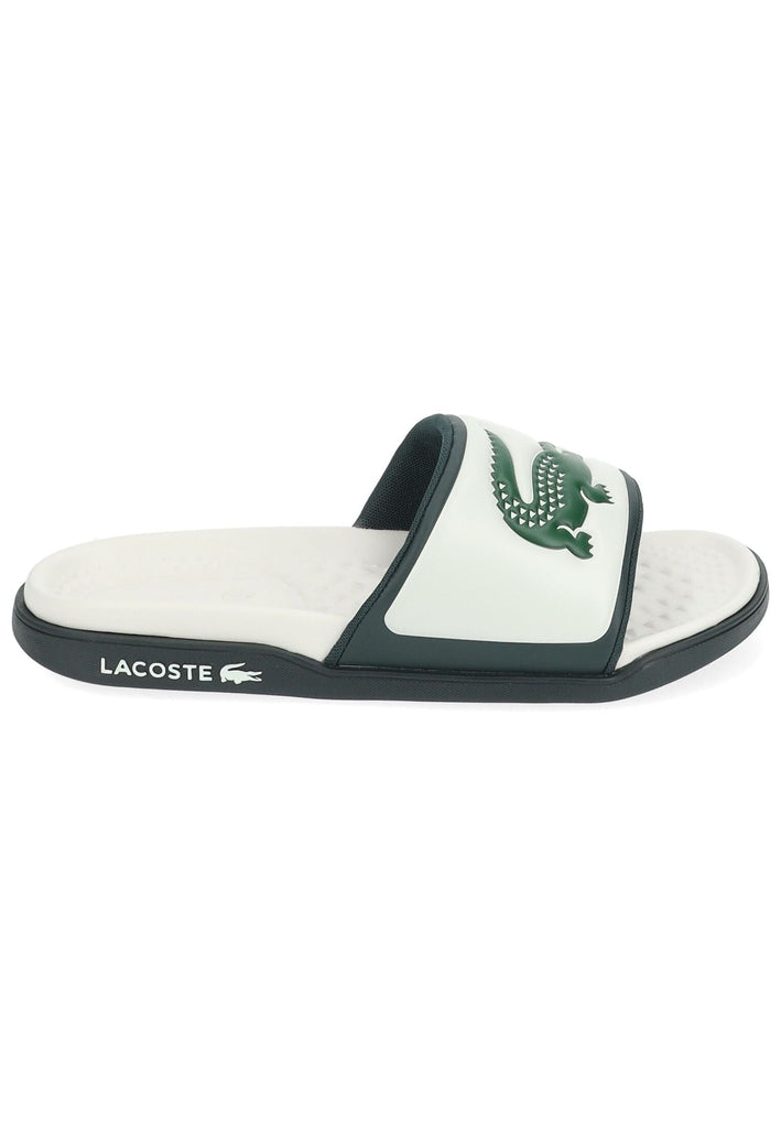 Lacoste Pantoletten Lederimitat Weiß/Grün