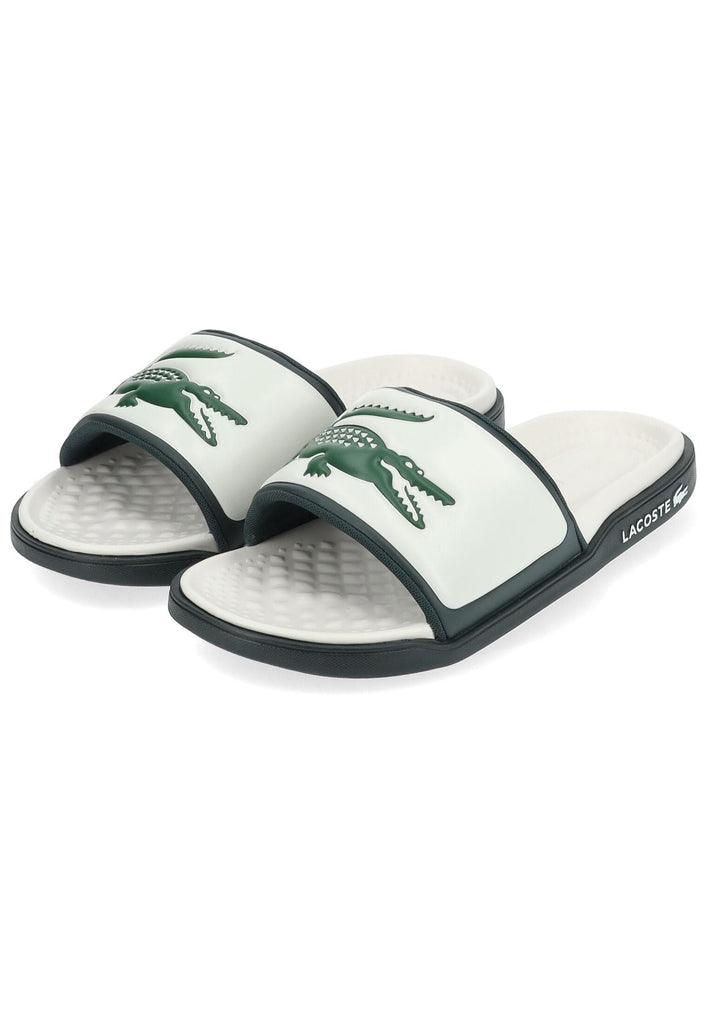 Lacoste Pantoletten Lederimitat Weiß/Grün