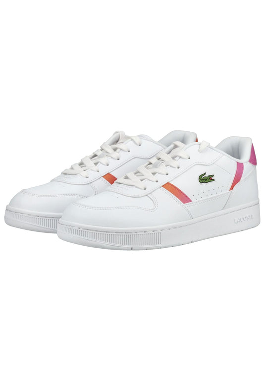 Lacoste Sneaker Lederimitat/Textil Weiß/Pink
