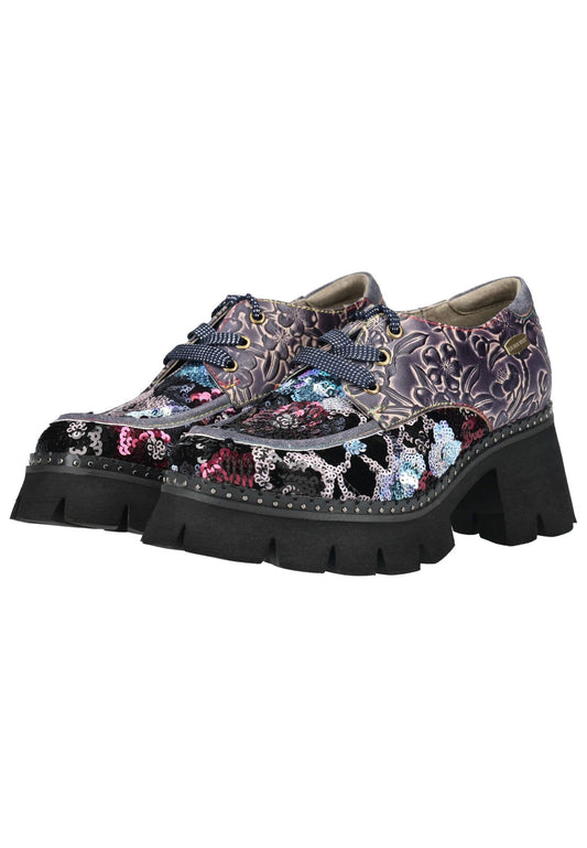 Laura Vita Halbschuhe Leder/Textil Grau/Schwarz
