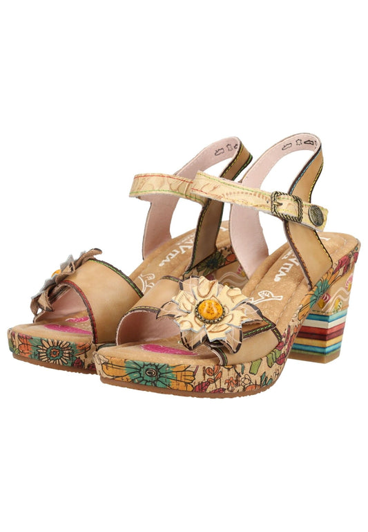 Laura Vita Sandalen Leder Beige/Grün