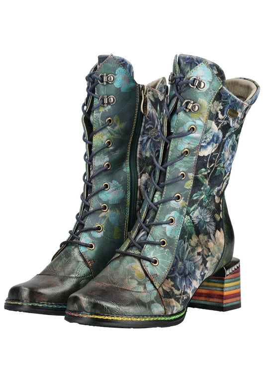 Laura Vita Stiefel Leder/Textil Blau/Grün