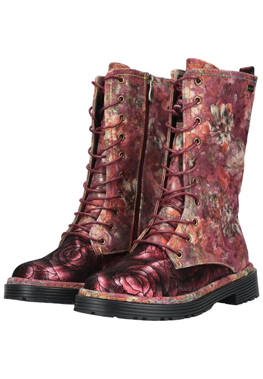 Laura Vita Stiefel Leder/Textil Rubinrot