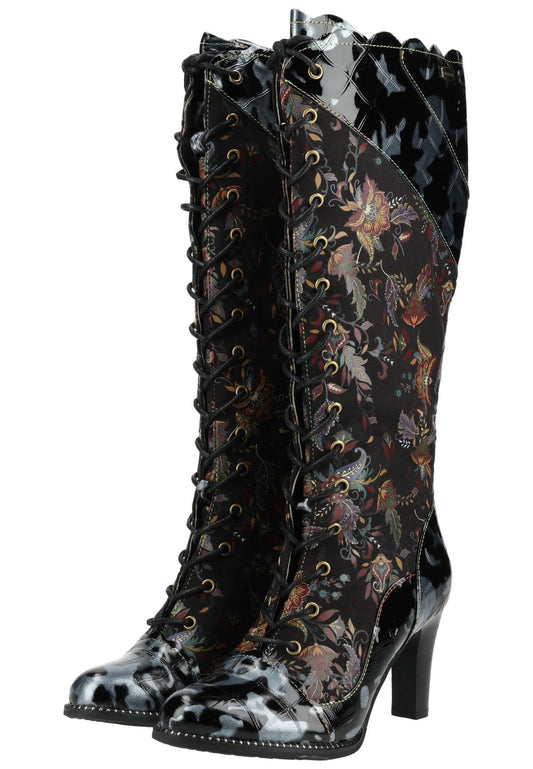 Laura Vita Stiefel Leder/Textil Schwarz Kombi