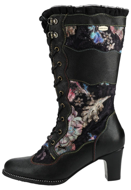 Laura Vita Stiefel Leder/Textil Schwarz Kombi