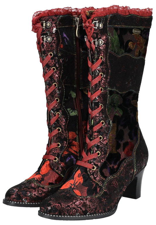 Laura Vita Stiefel Leder/Textil Wine Warmfutter