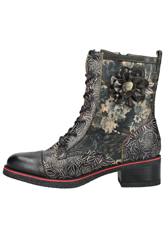Laura Vita Stiefelette Leder/Textil Schwarz Kombi