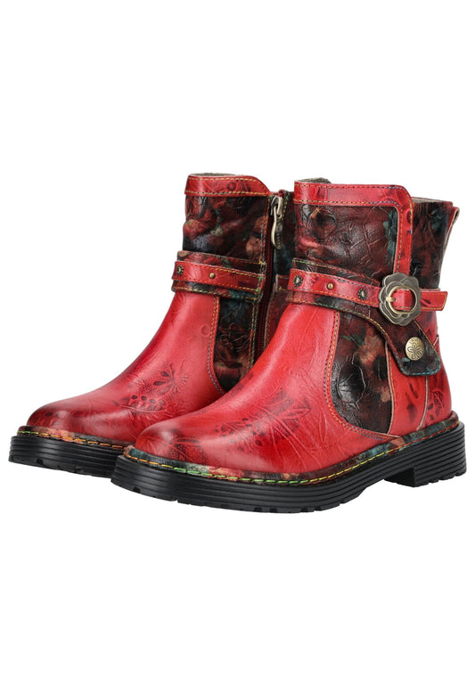 Laura Vita Stiefelette Leder/Textil Weinrot