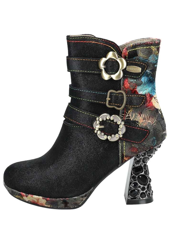 Stiefeletten Laura Vita Stiefelette Leder/Textil Schwarz Kombi