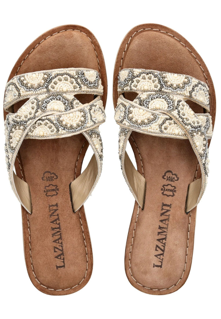 Lazamani Pantoletten Leder Beige