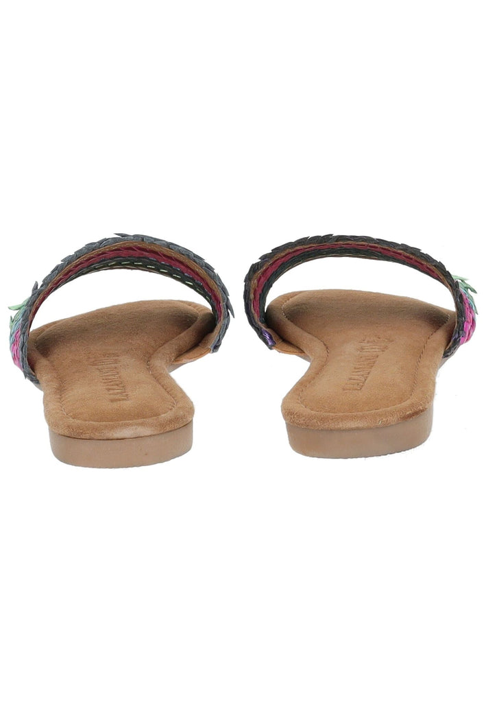 Lazamani Pantoletten Leder Blau/Pink