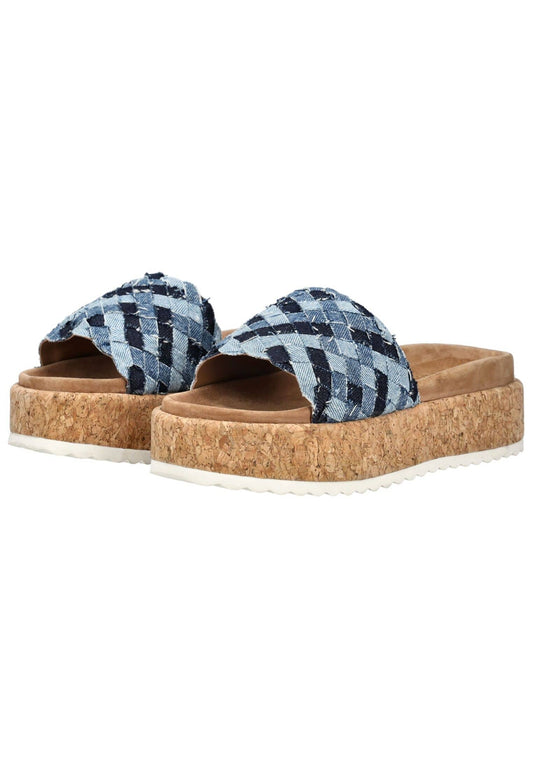 Lazamani Pantoletten Leder Denim