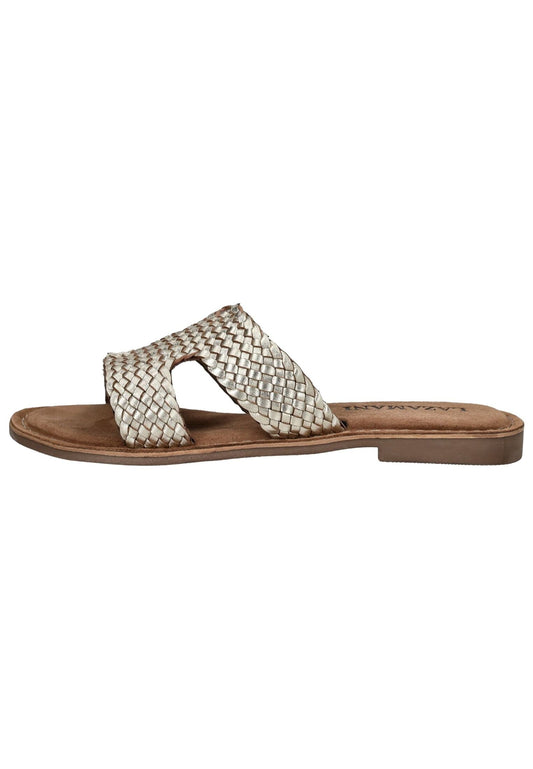 Lazamani Pantoletten Leder Gold