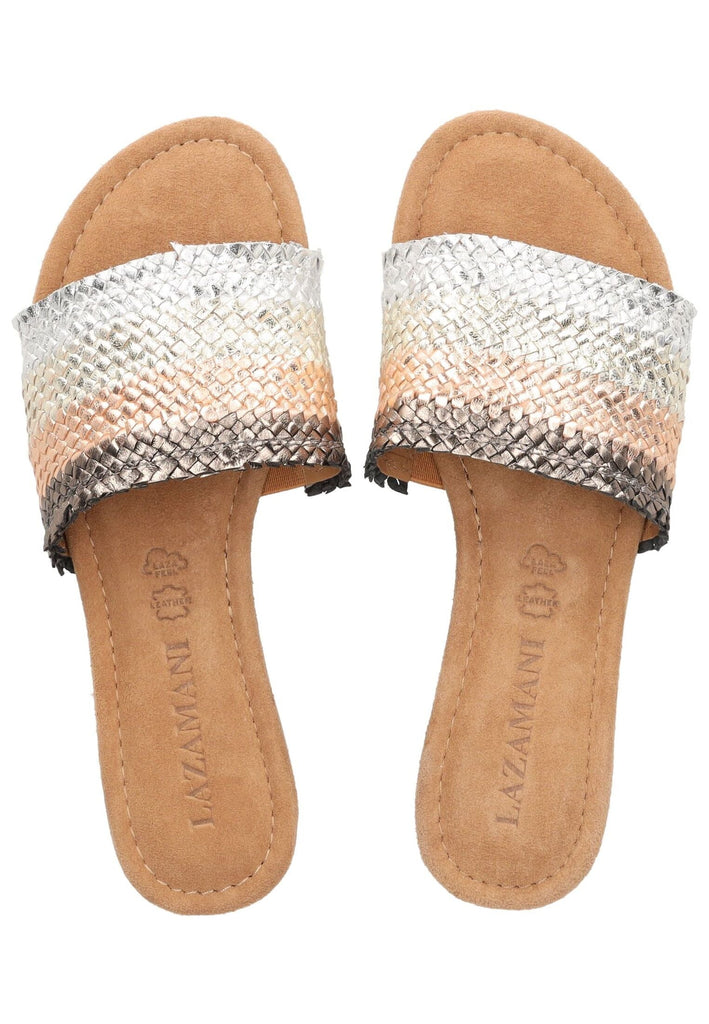 Lazamani Pantoletten Leder Gold