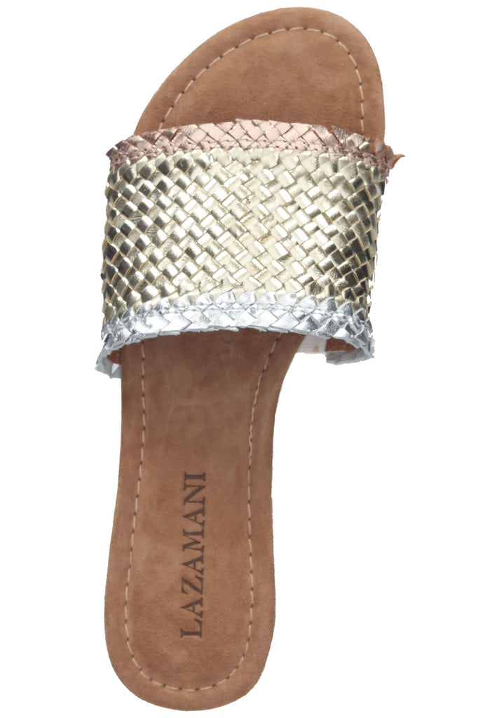 Lazamani Pantoletten Leder Gold