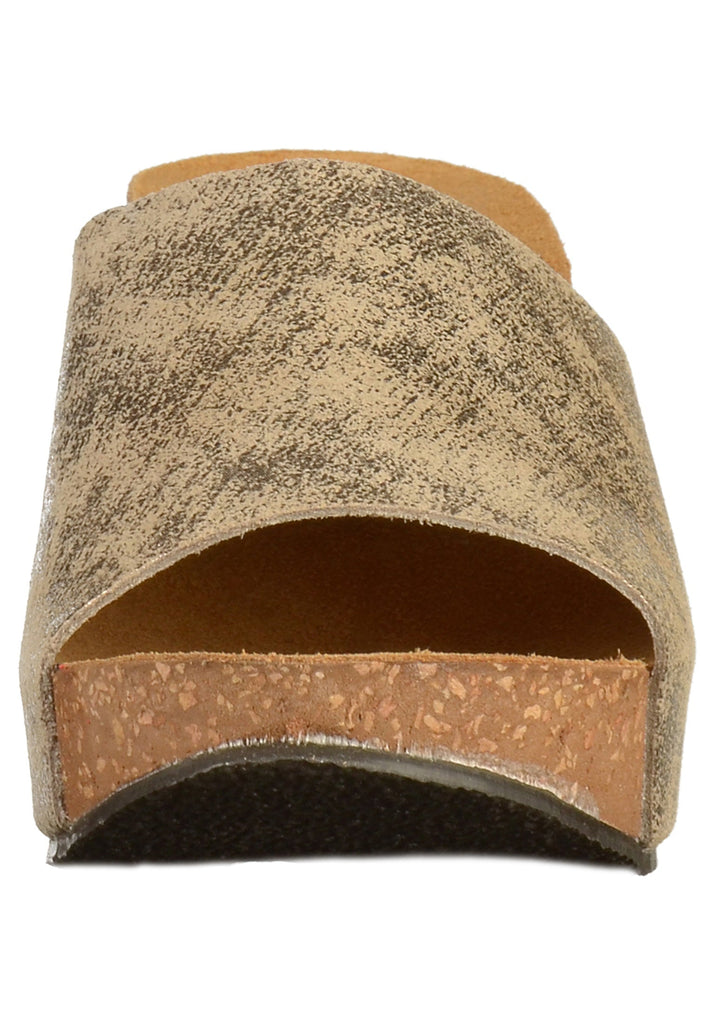 Lazamani Pantoletten Leder Gold