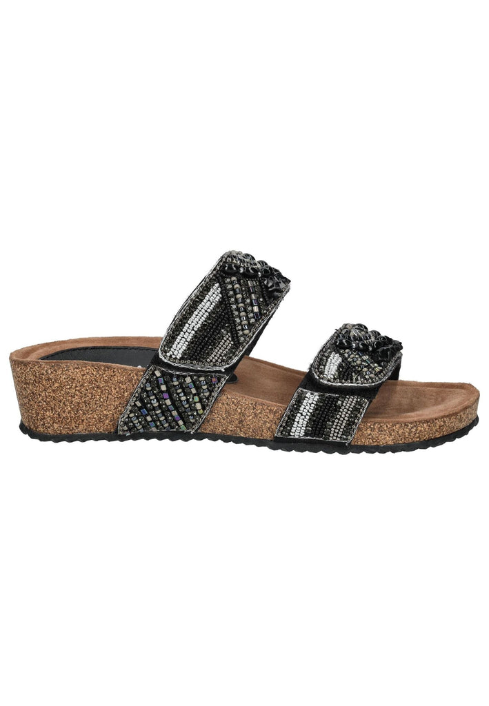 Lazamani Pantoletten Leder Schwarz