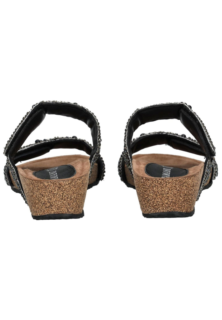 Lazamani Pantoletten Leder Schwarz