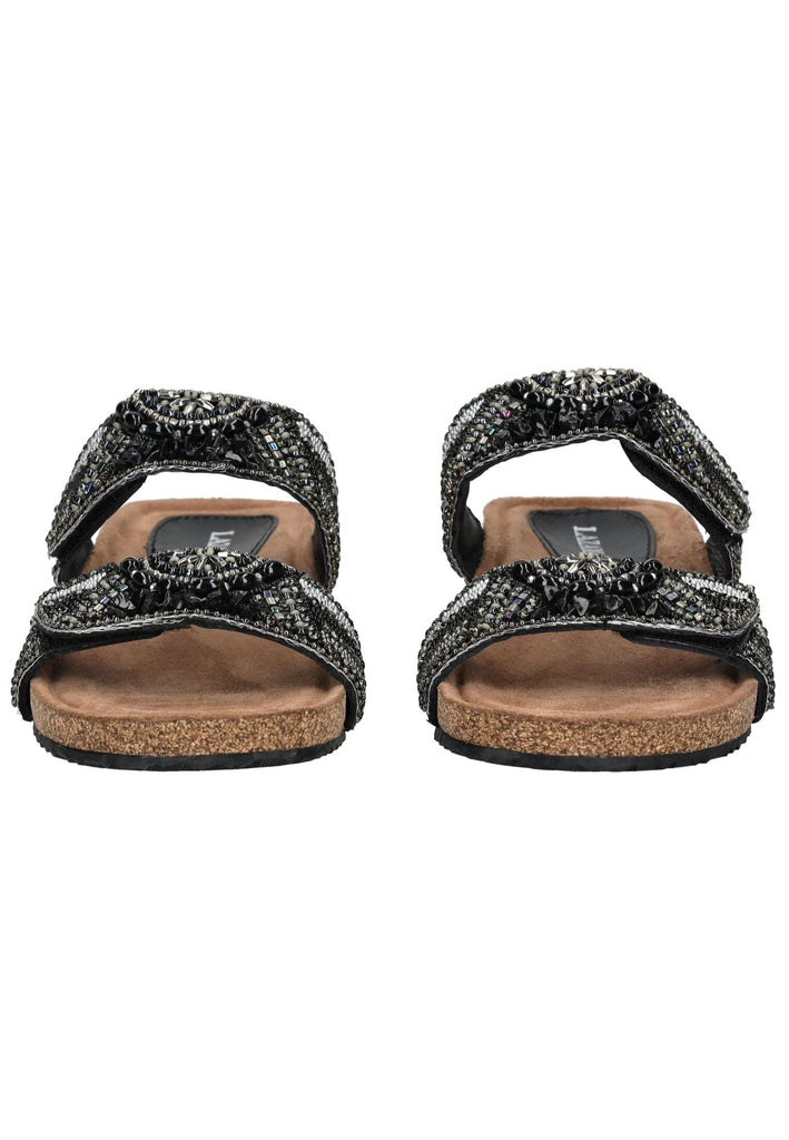 Lazamani Pantoletten Leder Schwarz