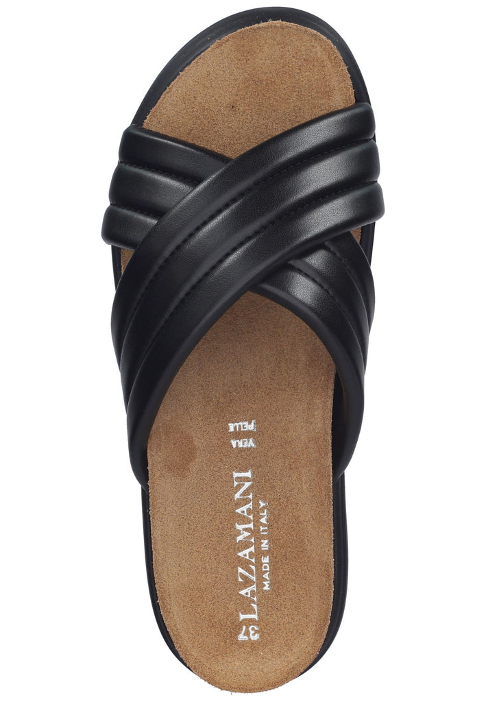 Lazamani Pantoletten Leder Schwarz