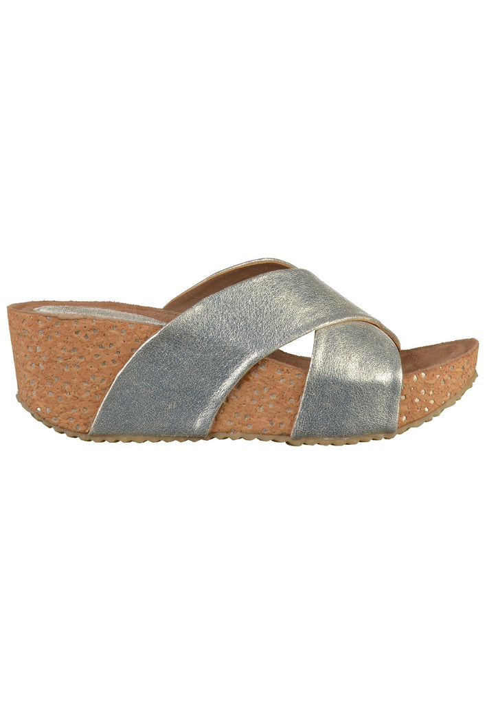 Lazamani Pantoletten Leder Silber