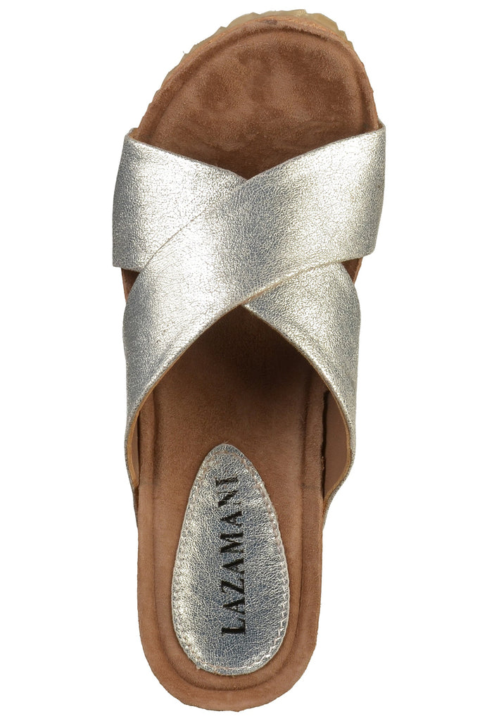 Lazamani Pantoletten Leder Silber