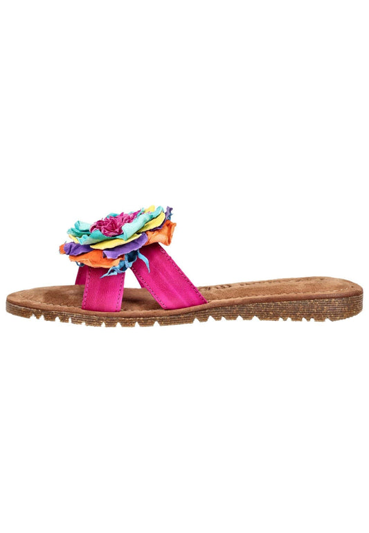 Lazamani Pantoletten Leder/Textil Fuchsia