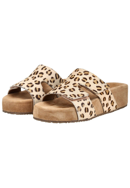 Lazamani Pantoletten Leder/Textil Leopard