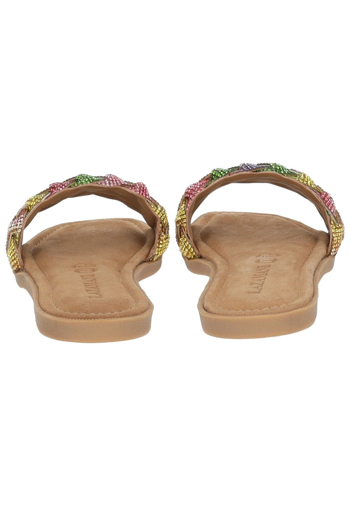 Lazamani Pantoletten Leder/Textil Rainbow