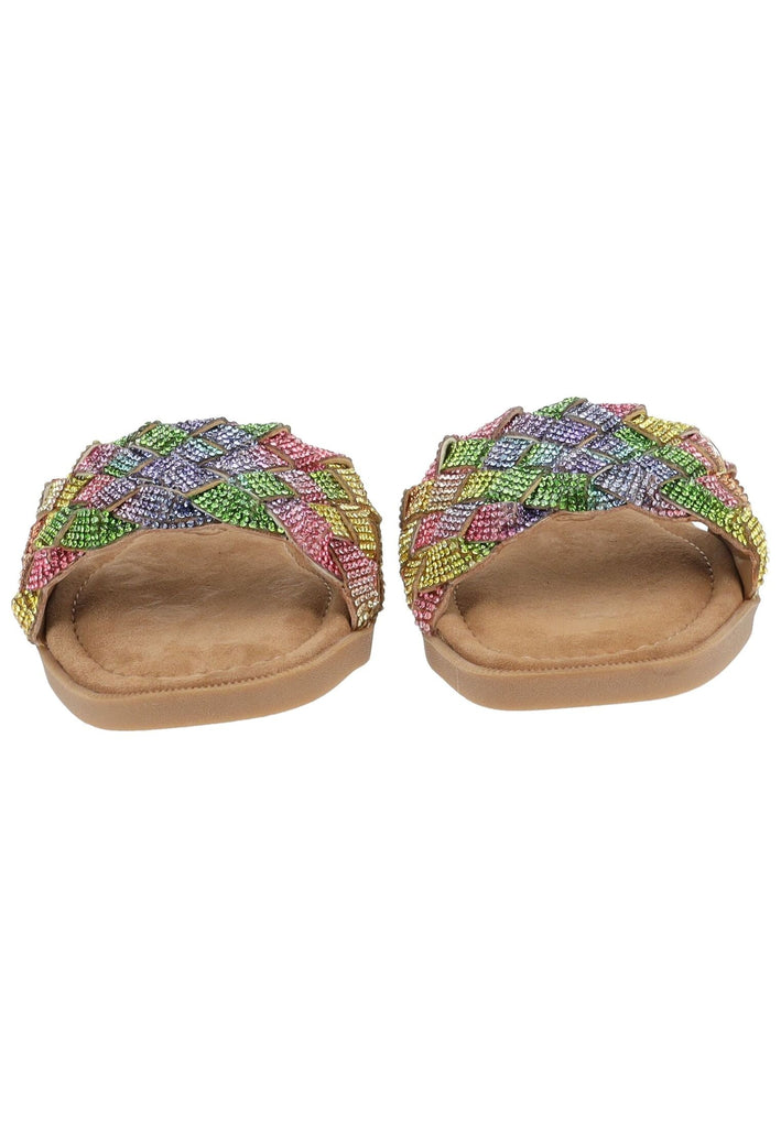 Lazamani Pantoletten Leder/Textil Rainbow