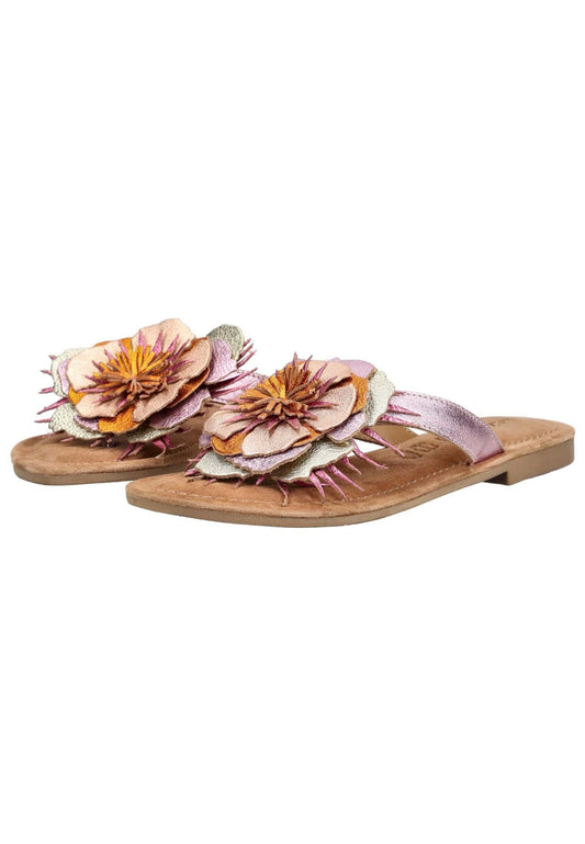 Lazamani Pantoletten Leder/Textil Rose