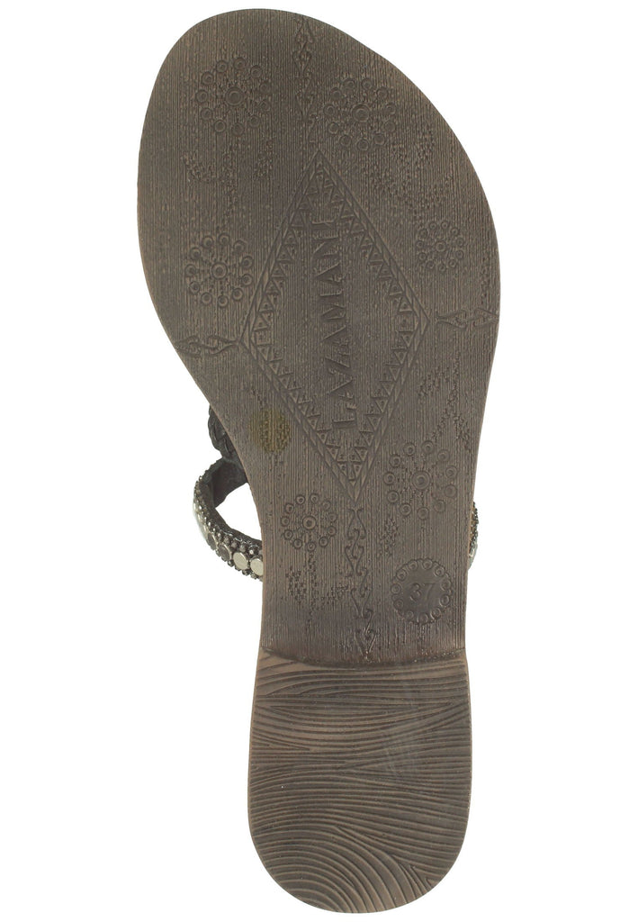 Lazamani Pantoletten Leder/Textil Schwarz