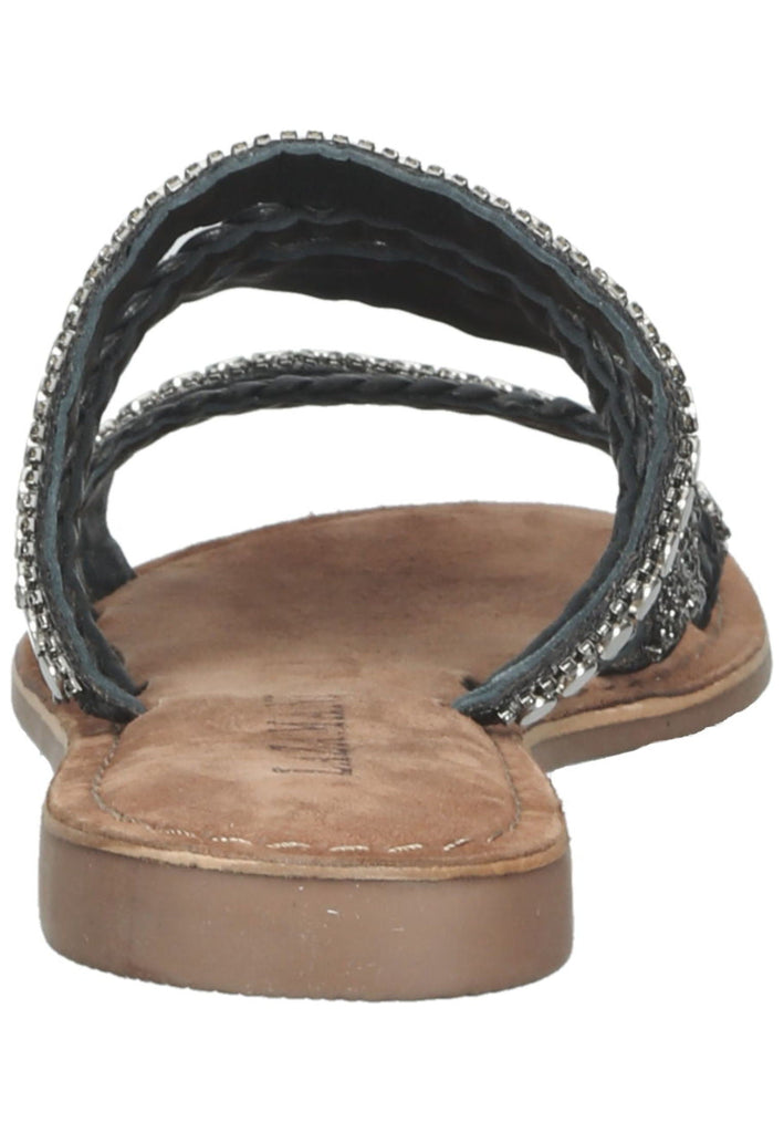 Lazamani Pantoletten Leder/Textil Schwarz