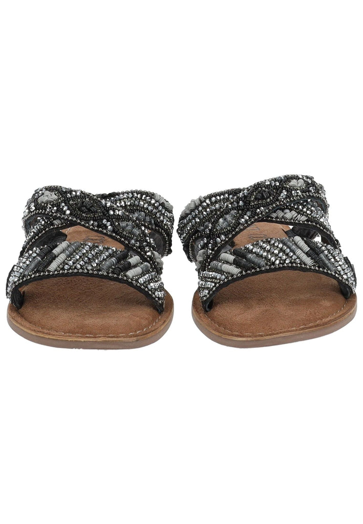 Lazamani Pantoletten Leder/Textil Schwarz Kombi