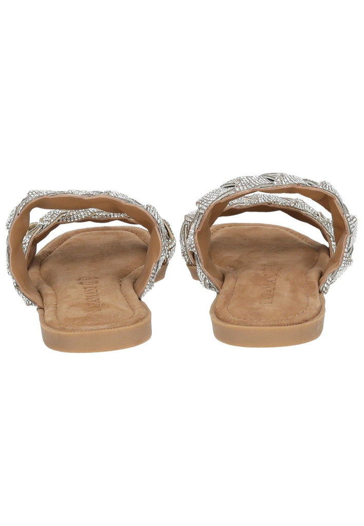 Lazamani Pantoletten Leder/Textil Silber