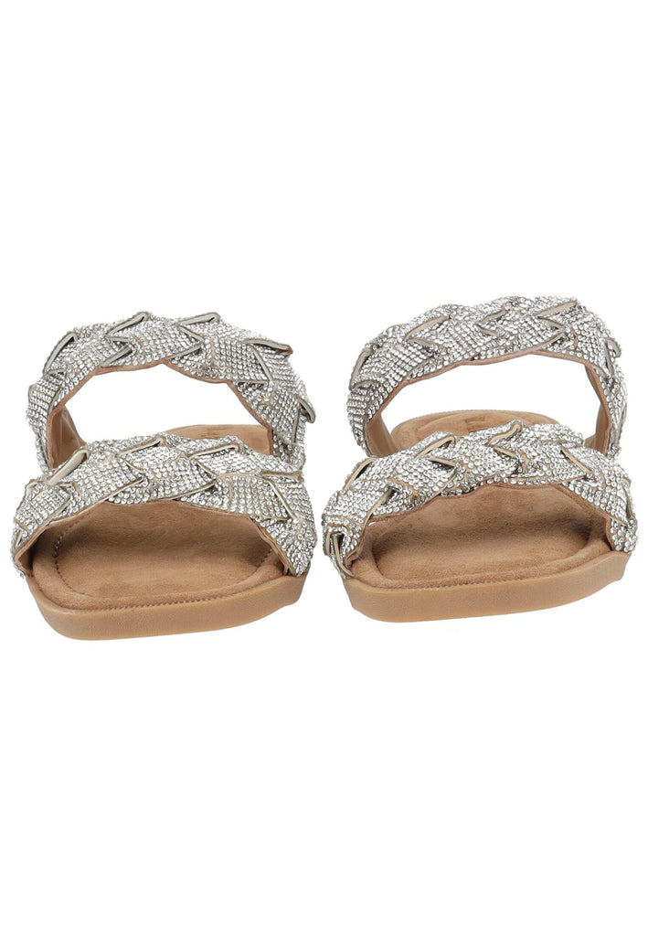 Lazamani Pantoletten Leder/Textil Silber