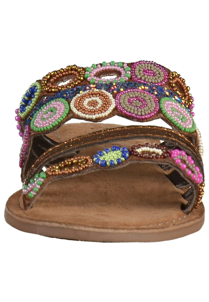 Lazamani Pantoletten Lederimitat/Textil Braun