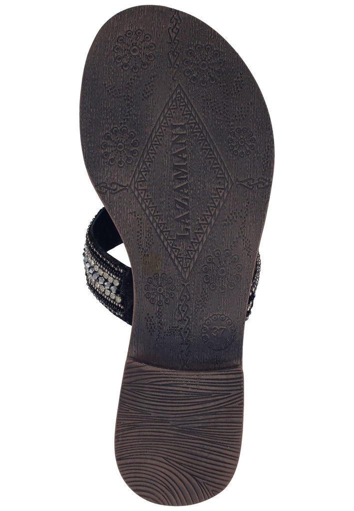 Lazamani Pantoletten Lederimitat/Textil Schwarz