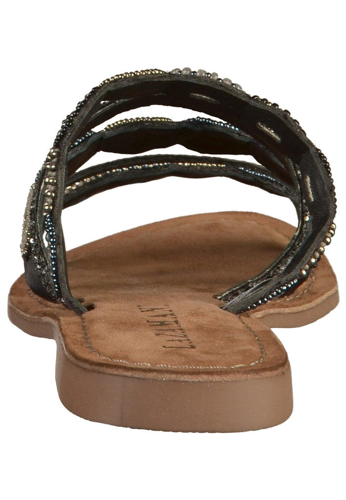 Lazamani Pantoletten Lederimitat/Textil Schwarz