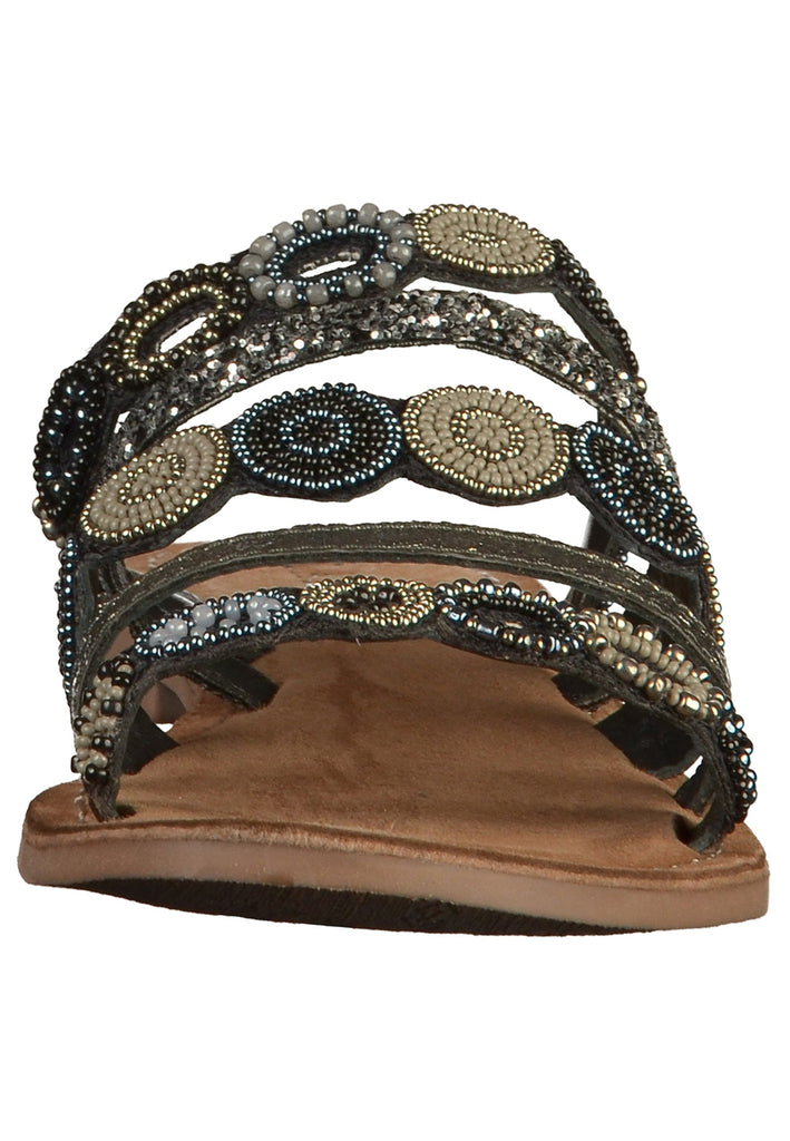 Lazamani Pantoletten Lederimitat/Textil Schwarz