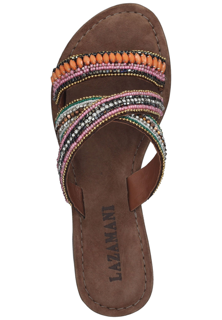 Lazamani Pantoletten Lederimitat/Textil Tan