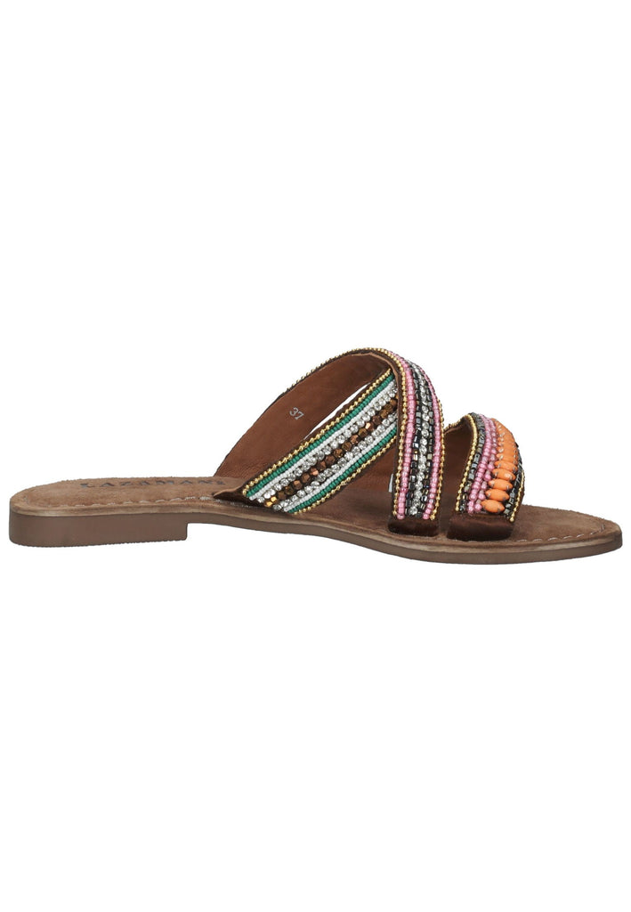 Lazamani Pantoletten Lederimitat/Textil Tan