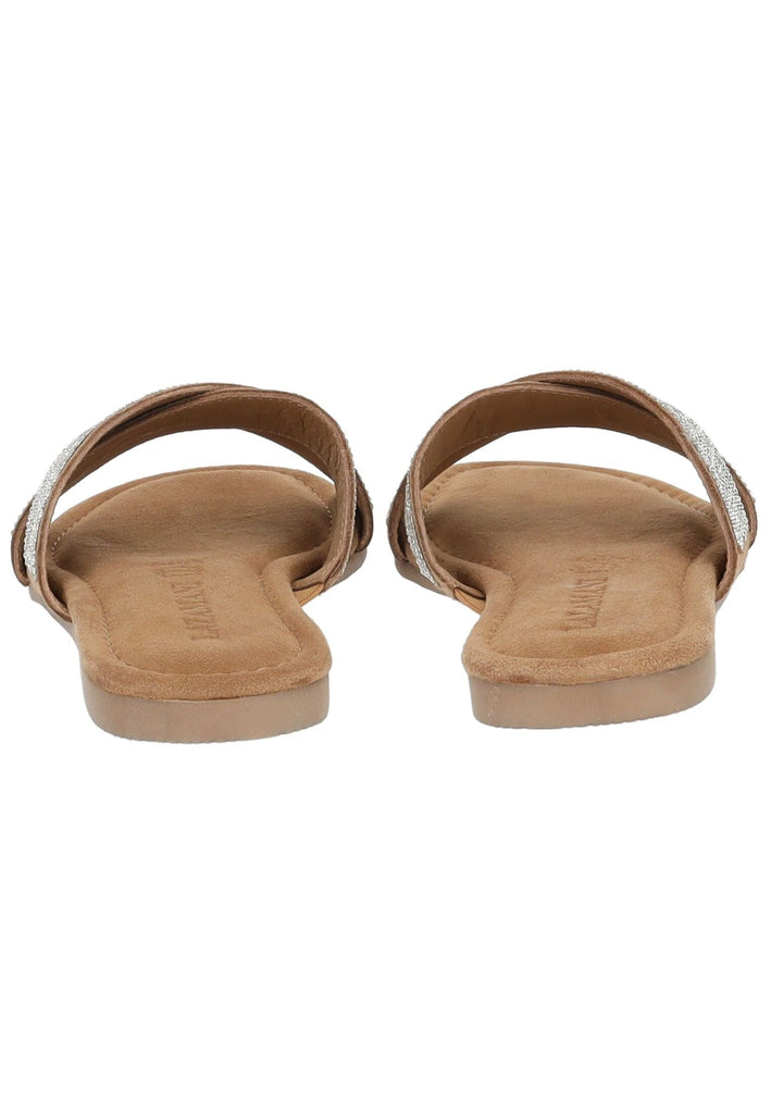 Lazamani Pantoletten Veloursleder/Textil Silber