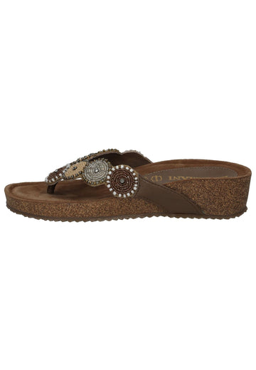 Sandalen Lazamani Zehensteg Leder Beige