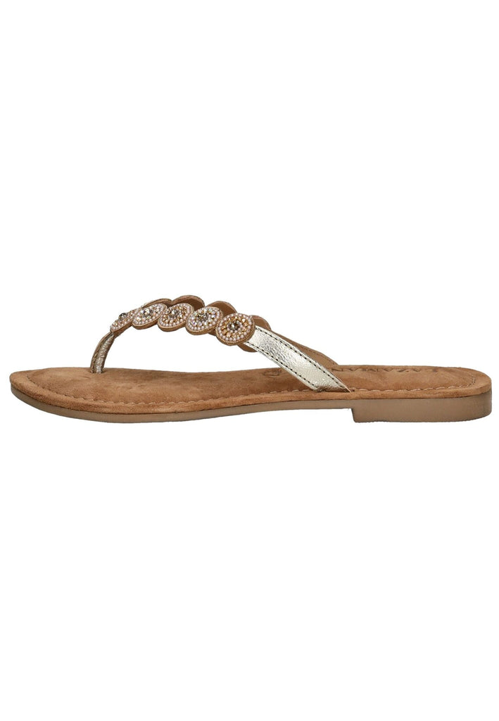 Sandalen Lazamani Zehensteg Leder Gold