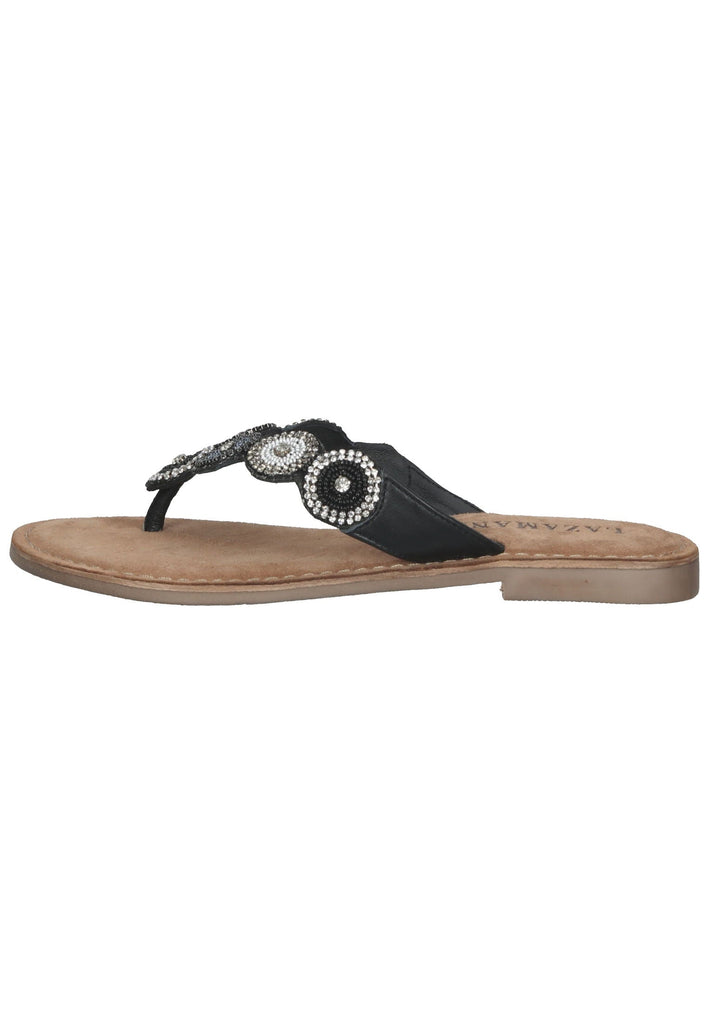 Sandalen Lazamani Zehensteg Leder Schwarz