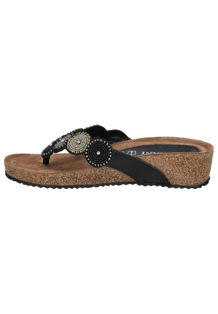 Sandalen Lazamani Zehensteg Leder Schwarz