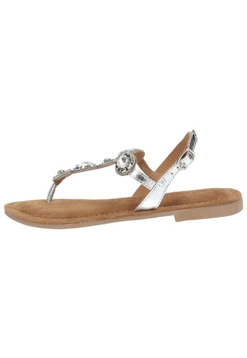 Sandalen Lazamani Zehensteg Leder Silber