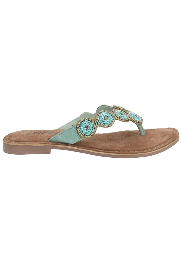 Lazamani Sandalen Leder/Textil Aqua