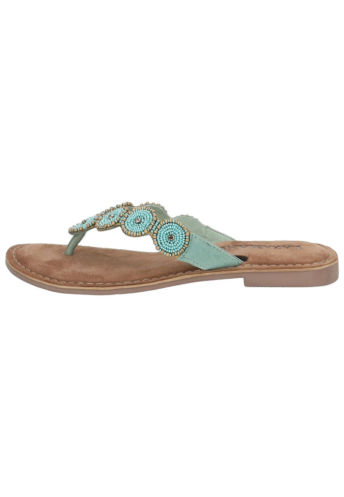 Lazamani Sandalen Leder/Textil Aqua